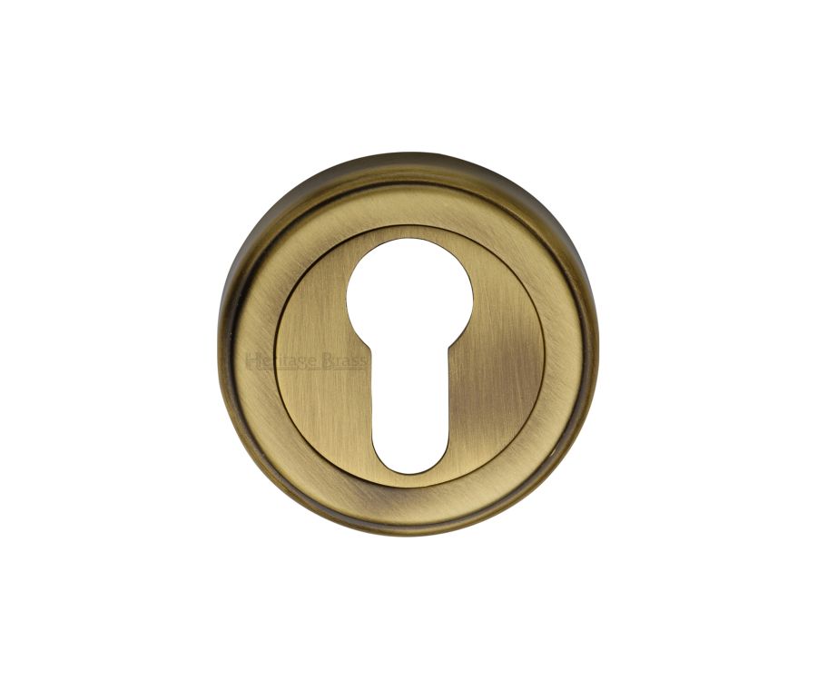 Antique Brass Euro Profile Cylinder Escutcheon Round - V5020