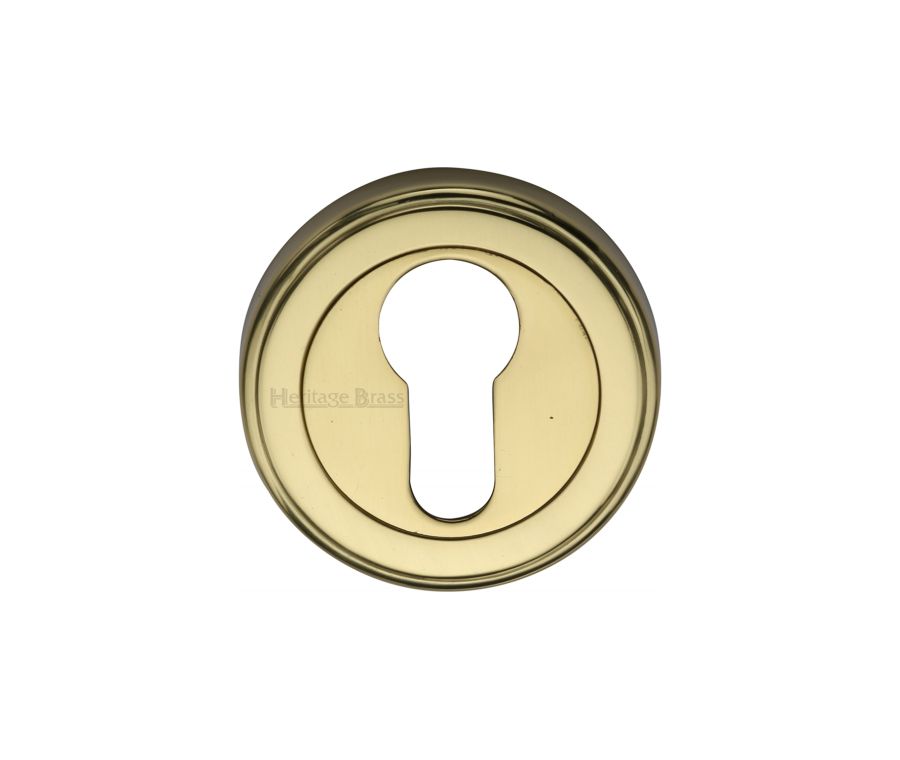 Polished Brass Euro Profile Cylinder Escutcheon Round - V5020