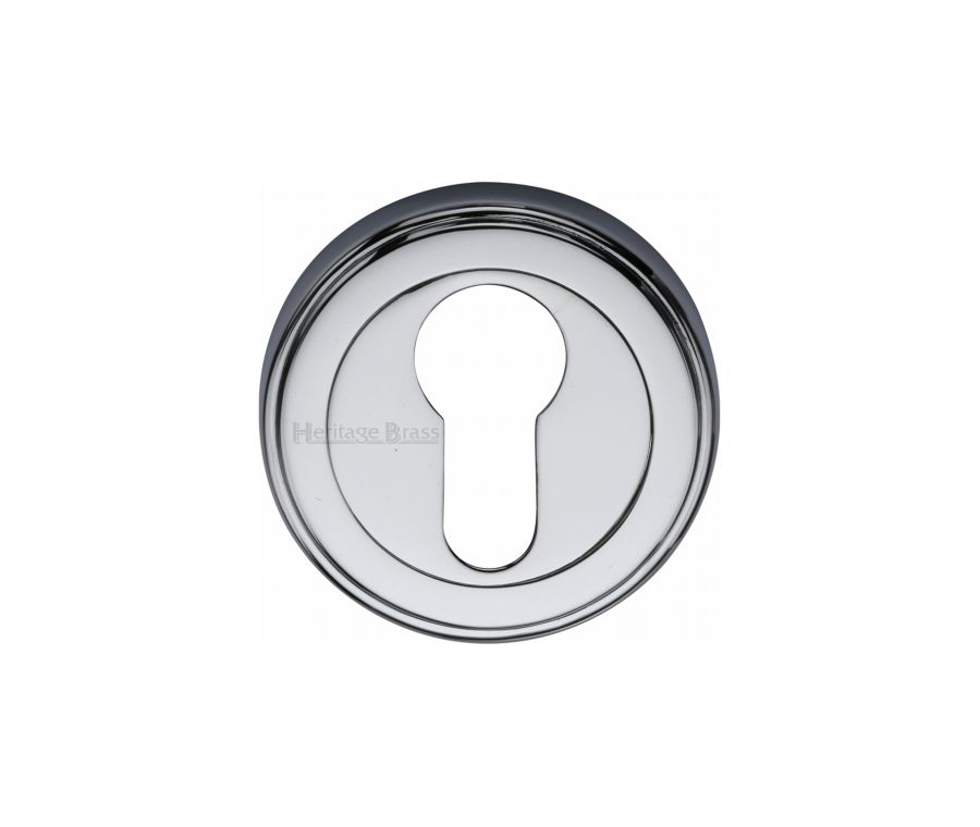 Polished Chrome Euro Profile Cylinder Escutcheon Round - V5020