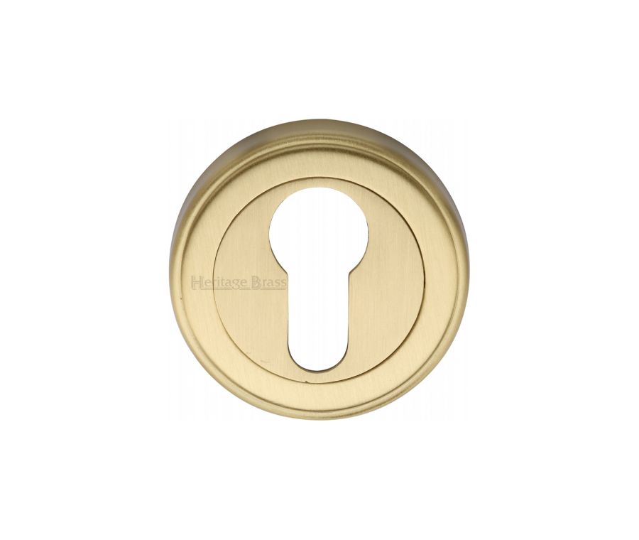 Satin Brass Euro Profile Cylinder Escutcheon Round - V5020