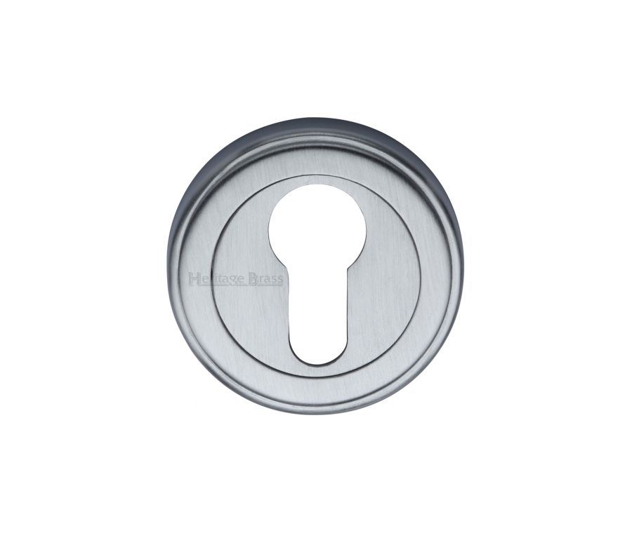 Satin Chrome Euro Profile Cylinder Escutcheon Round - V5020