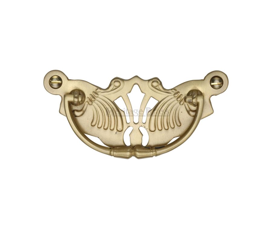 Heritage Brass Satin Brass Ornate Cabinet Drop Pull