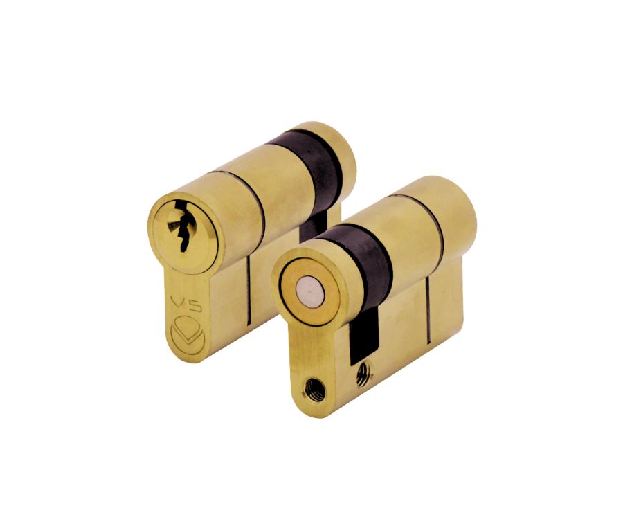 Satin Brass 45mm Euro Single Cylinder with key - V5EP45SSB