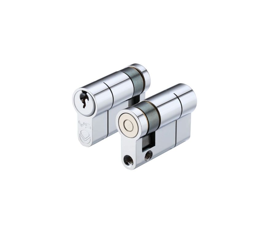 Polished Chrome 45mm Euro Single Cylinder with key - V5EP45SPC