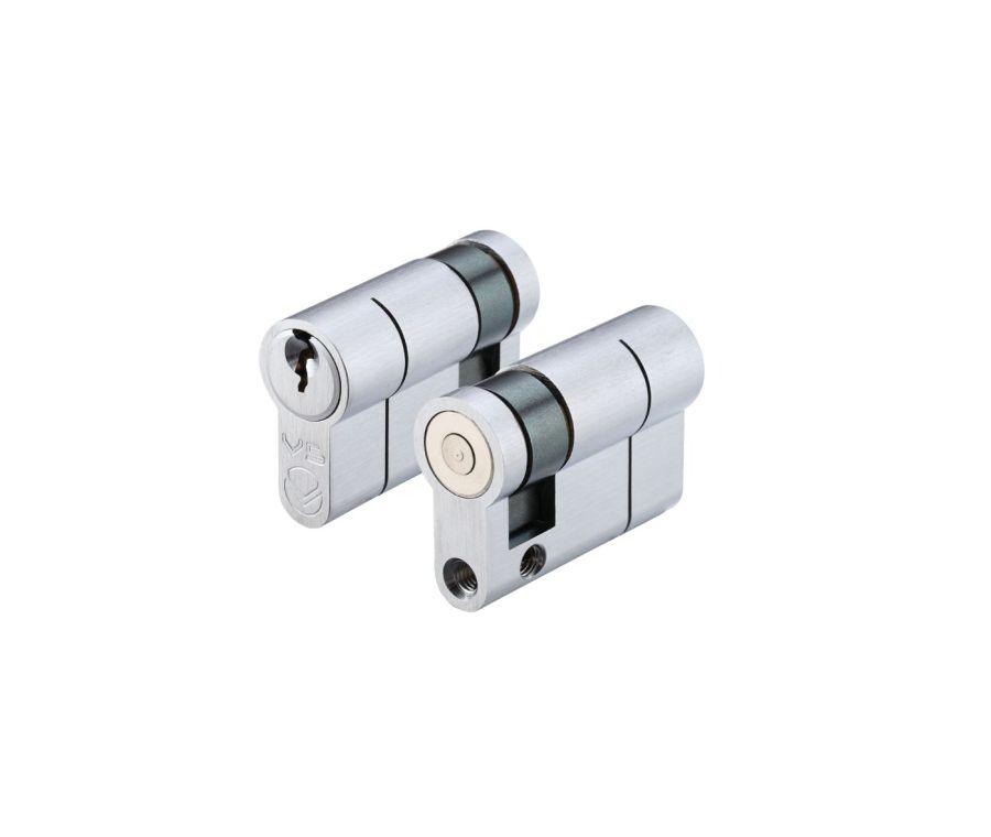 Satin Chrome 45mm Euro Single Cylinder with key - V5EP45SSC