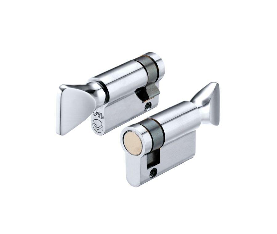 Polished Chrome 45mm Euro Single Cylinder with Turn - V5EP45STPC