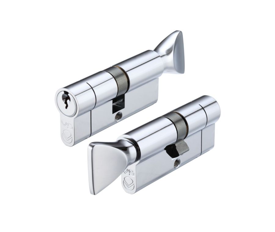 Polished Chrome 60mm Euro Cylinder & Turn 30/30 - V5EP60CTPC