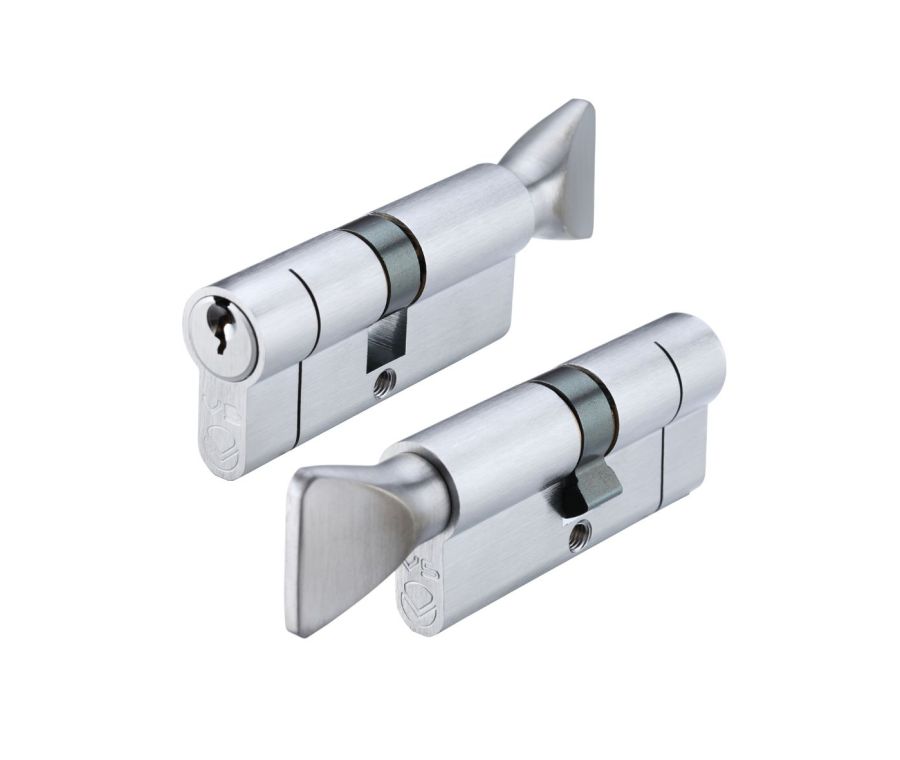 Satin Chrome 60mm Euro Cylinder & Turn 30/30 - V5EP60CTSC