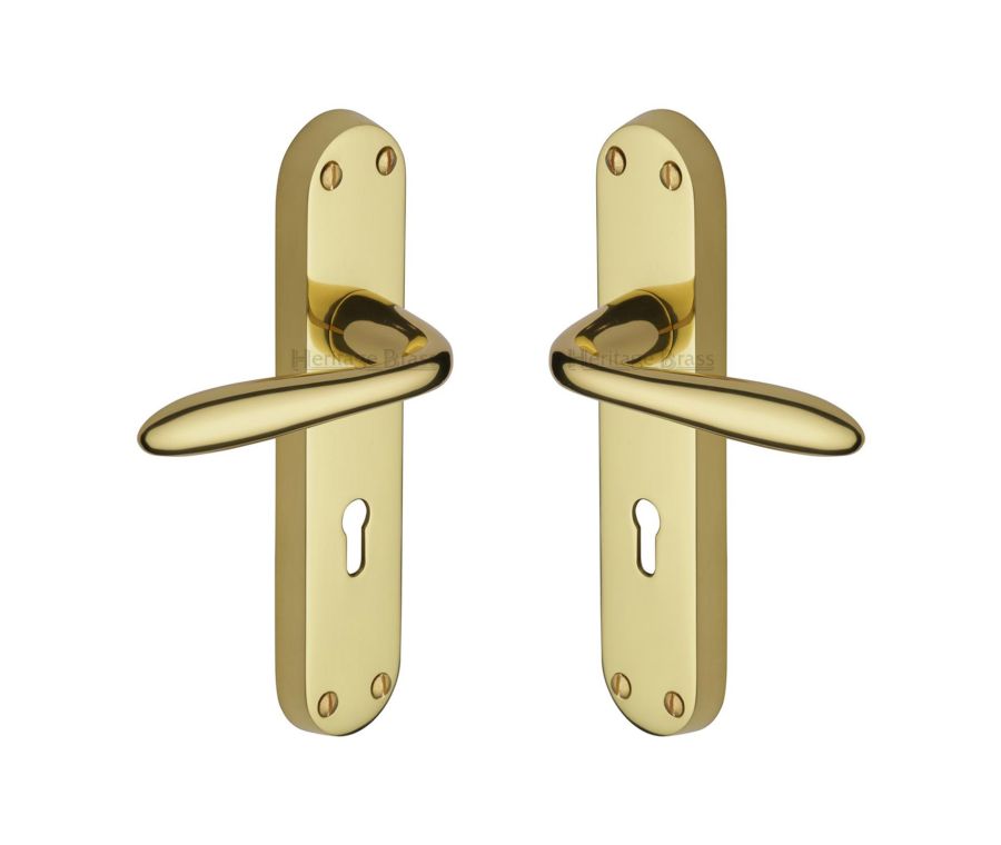 Heritage Brass Polished Brass Sutton Door Handle on Plate - Lever Lock