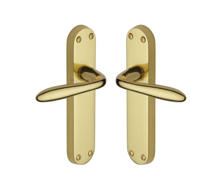 Heritage Brass Polished Brass Sutton Door Handle on Plate - Lever Latch