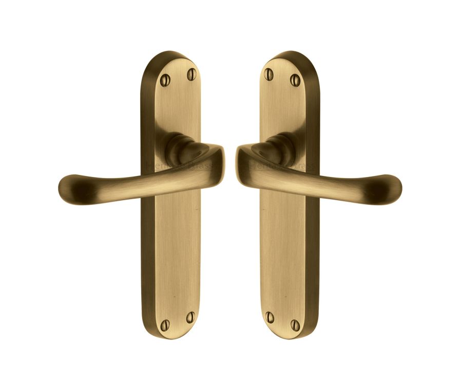Heritage Brass Antique Brass Gloucester Door Handle on Plate - Lever Latch