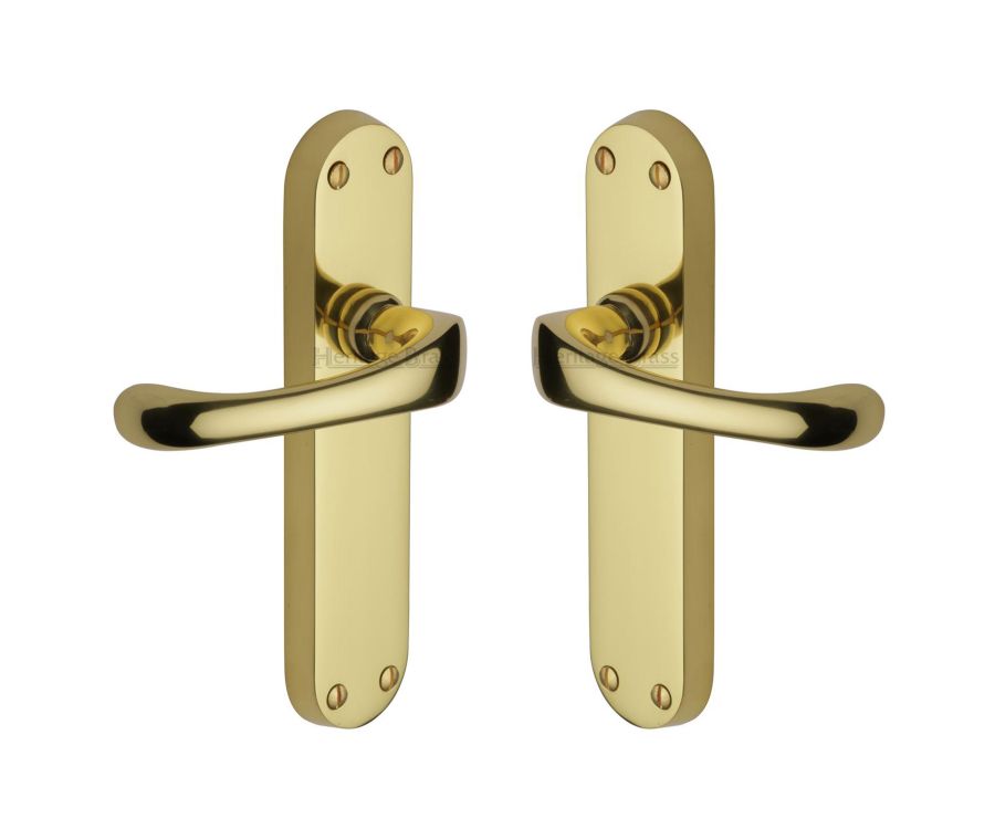 Heritage Brass Polished Brass Gloucester Door Handle on Plate - Lever Latch