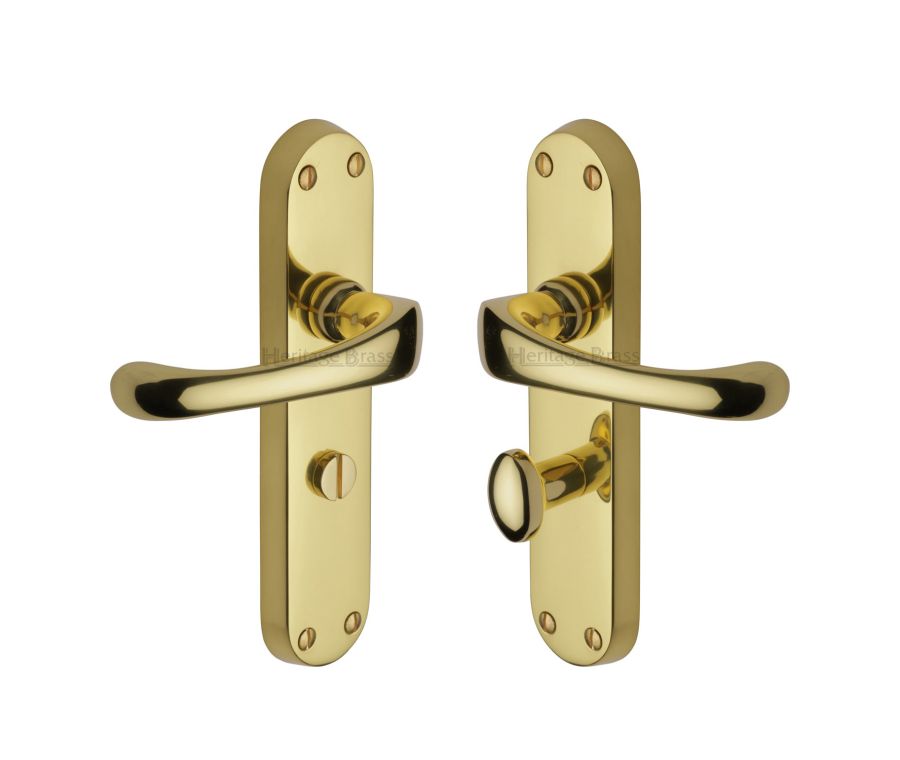 Heritage Brass Polished Brass Gloucester Door Handle on Plate - Bathroom Set