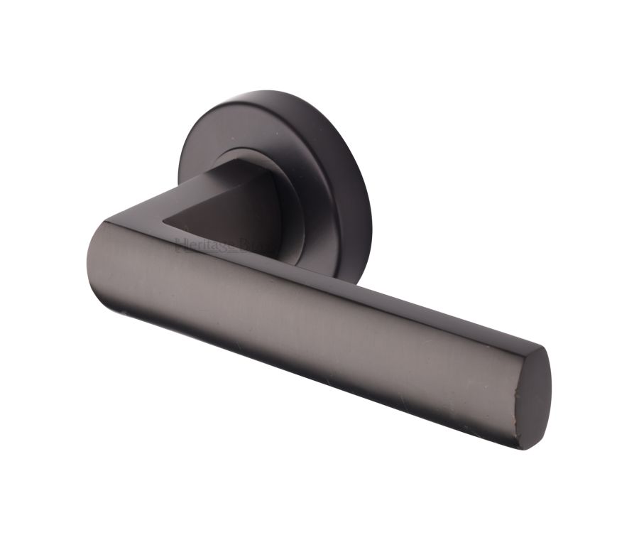 Matt Bronze Poseidon Door Handle on Round Rose