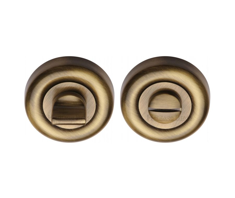 Antique Brass Round Bathroom Turn & Release - V6720