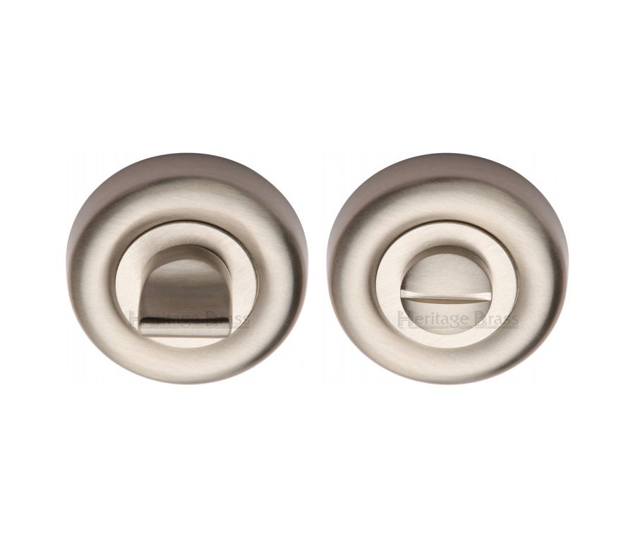 Satin Nickel Round Bathroom Turn & Release - V6720