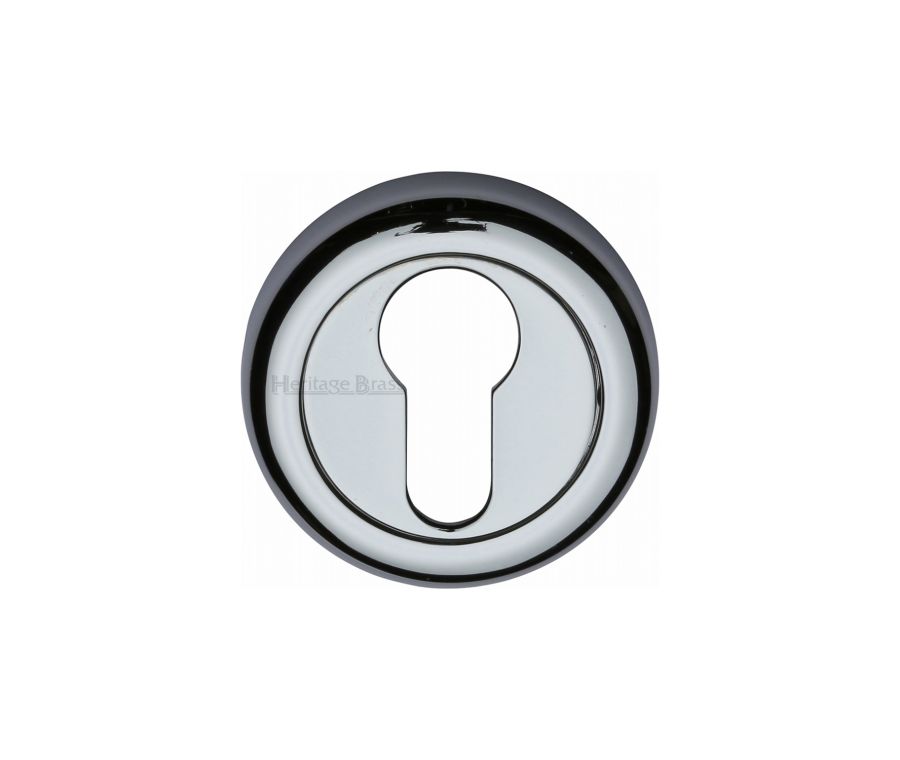 Polished Chrome Euro Profile Cylinder Escutcheon Round - V6724