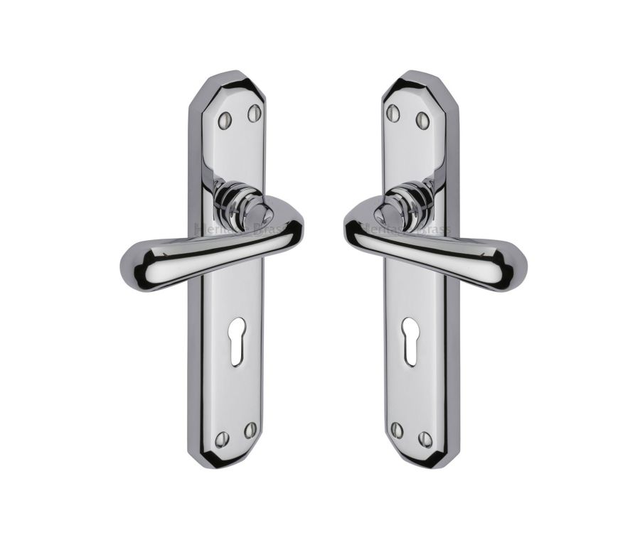 Heritage Brass Polished Brass Charlbury Reeded Door Handle on Plate - Bathroom Set
