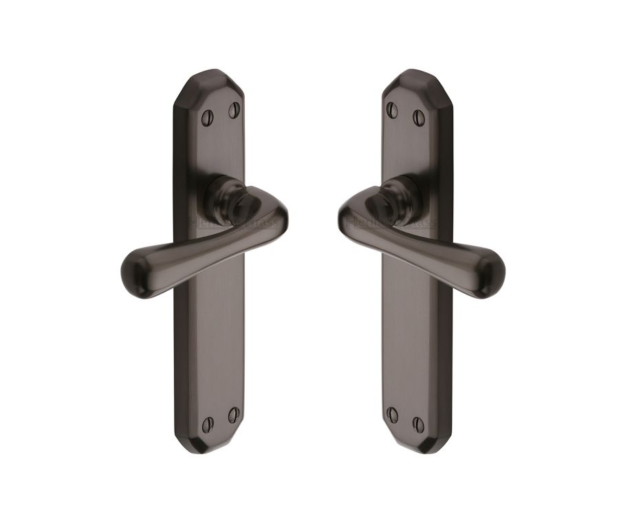 Heritage Brass Polished Brass Charlbury Door Handle on Plate - Bathroom Set