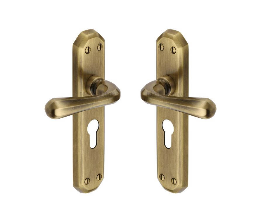 Heritage Brass Matt Bronze Charlbury Door Handle on Plate - Lever Latch