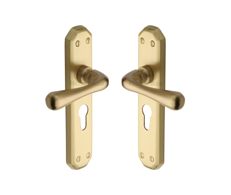 Heritage Brass Antique Brass Charlbury Reeded Door Handle on Plate - Lever Latch