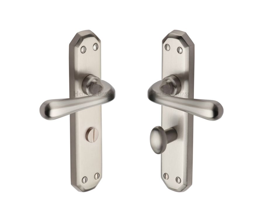 Heritage Brass Antique Brass Charlbury Door Handle on Plate - Bathroom Set