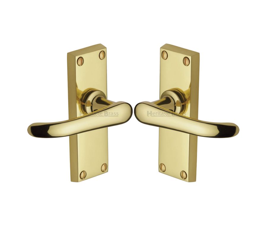 Heritage Brass Polished Brass Windsor Short Door Handle on Plate - Lever Latch