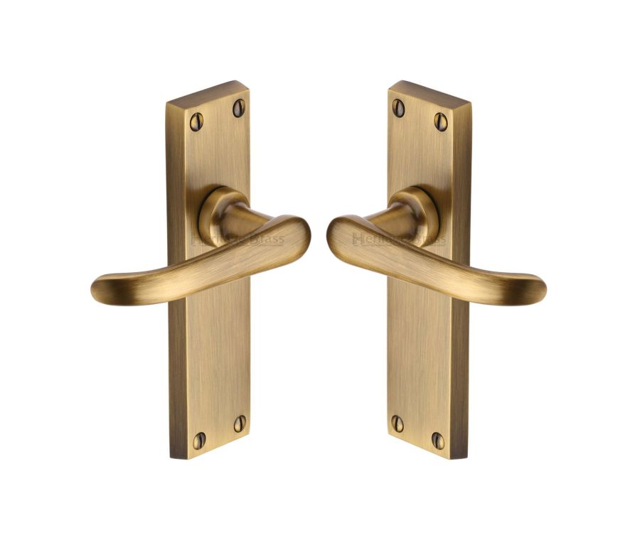 Heritage Brass Antique Brass Windsor Door Handle on Plate - Lever Latch