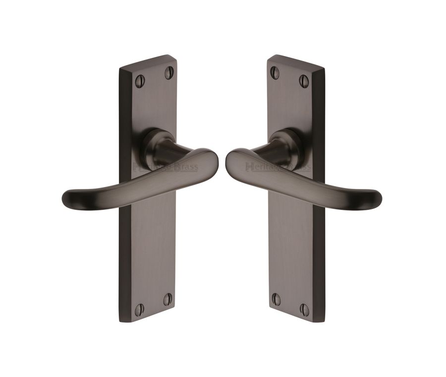 Heritage Brass Matt Bronze Windsor Door Handle on Plate - Lever Latch