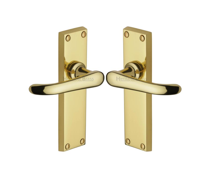 Heritage Brass Polished Brass Windsor Door Handle on Plate - Lever Latch