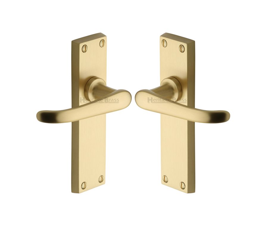 Heritage Brass Satin Brass Windsor Door Handle on Plate - Lever Latch