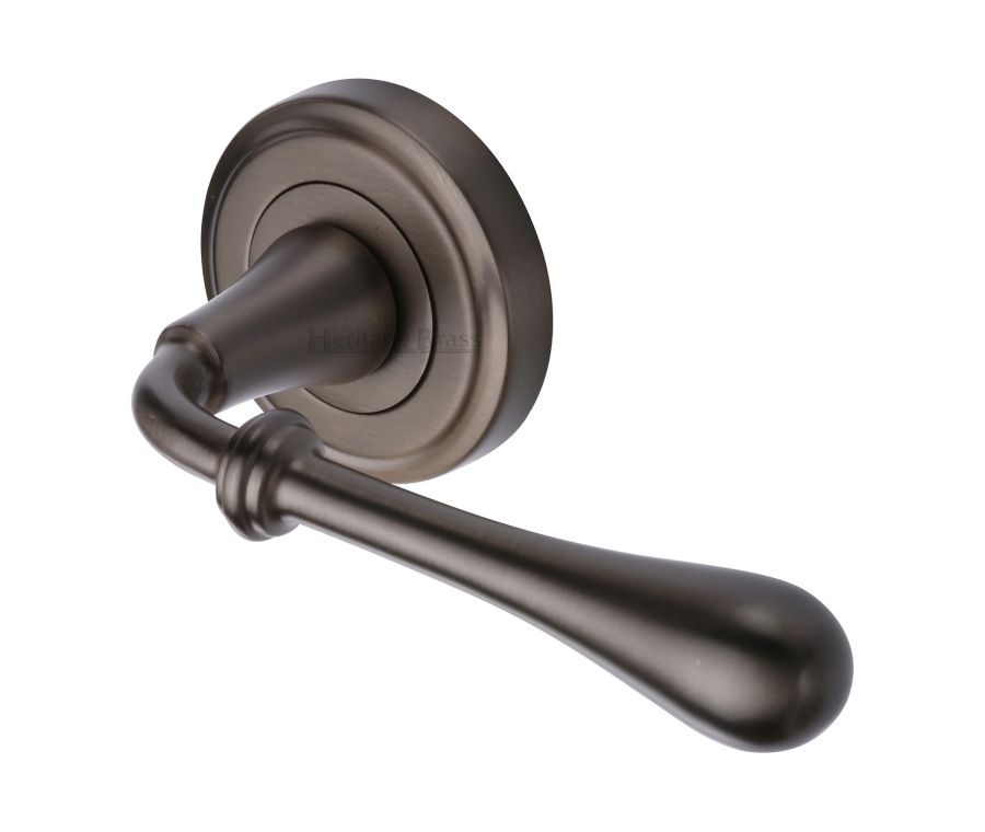 Matt Bronze Roma Door Handle on Round Rose