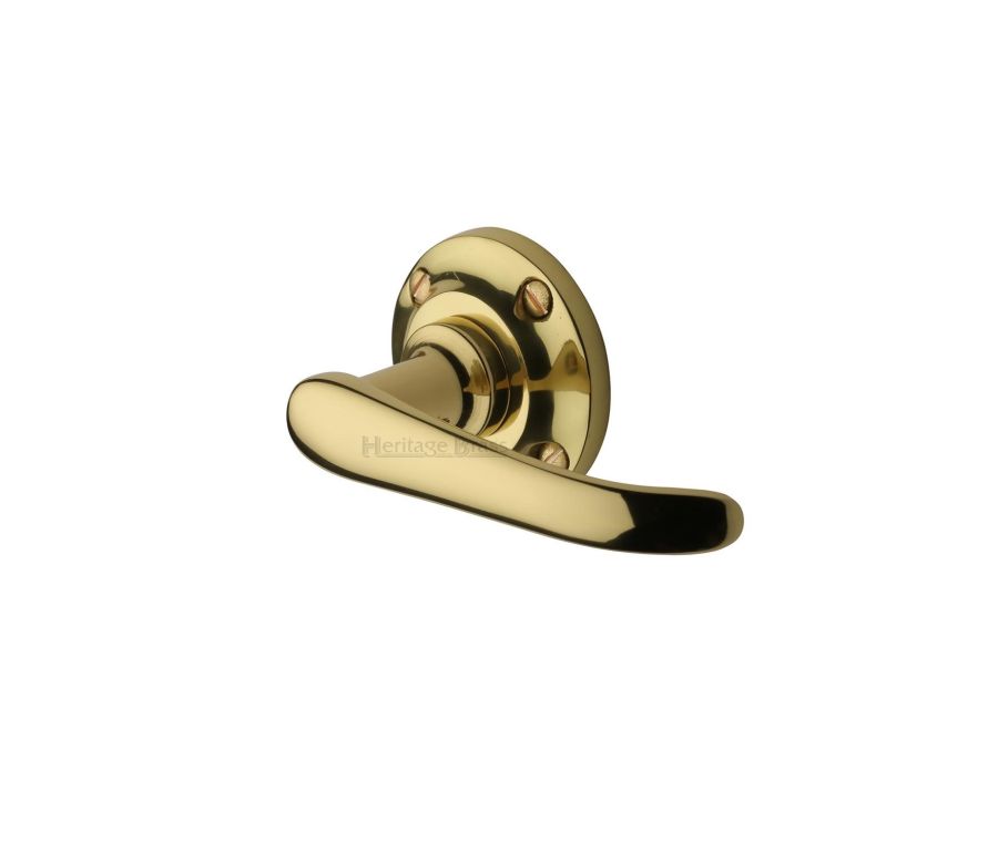 Polished Brass Windsor Door Handle on Round Rose