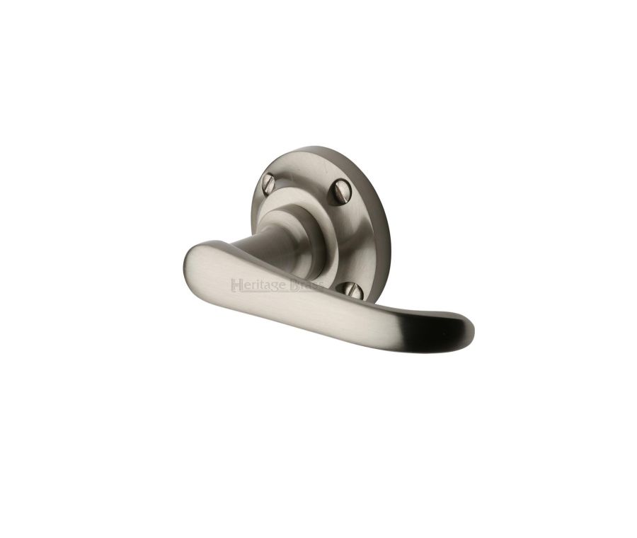 Satin Nickel Windsor Door Handle on Round Rose