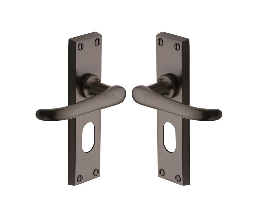 Heritage Brass Matt Bronze Windsor Door Handle on Plate - Oval Profile