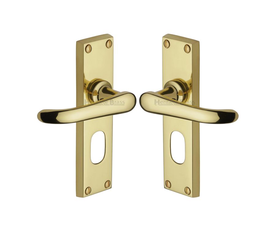 Heritage Brass Polished Brass Windsor Door Handle on Plate - Oval Profile