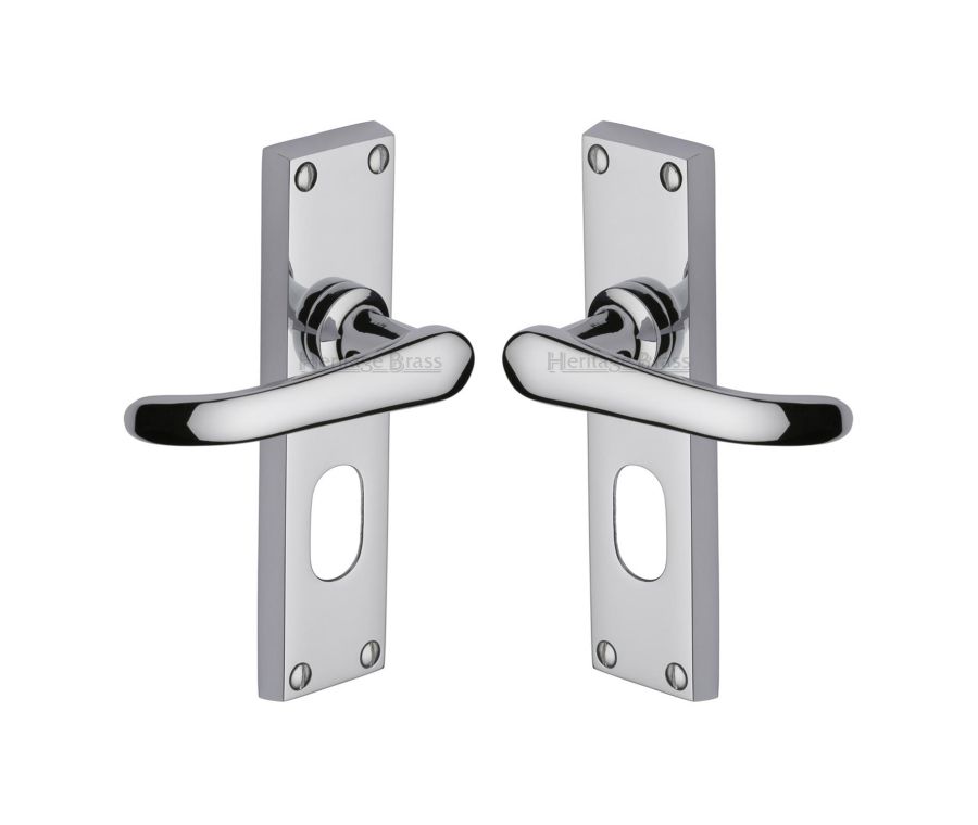 Heritage Brass Polished Chrome Windsor Door Handle on Plate - Oval Profile
