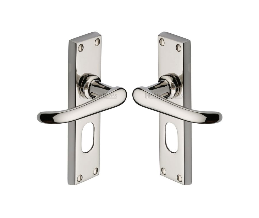 Heritage Brass Polished Nickel Finish Windsor Door Handle on Plate - Oval Profile