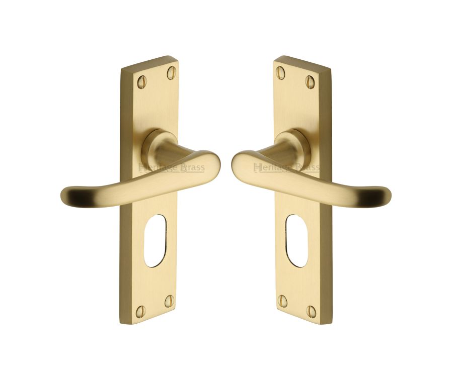 Heritage Brass Satin Brass Windsor Door Handle on Plate - Oval Profile