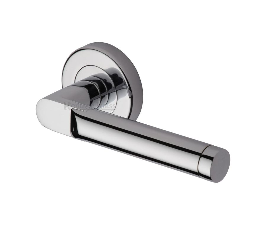 Polished Chrome Celia Door Handle on Round Rose