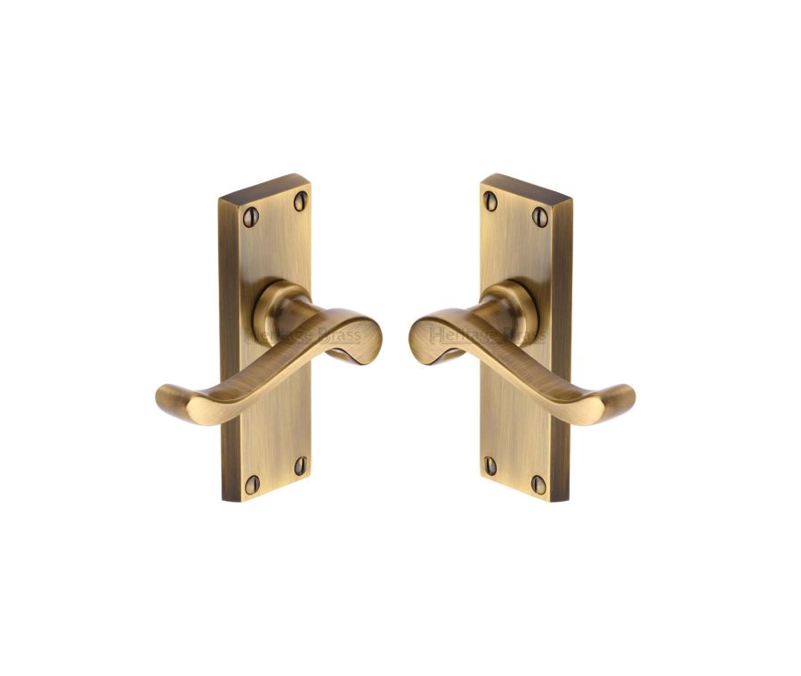 Heritage Brass Antique Brass Bedford Short Door Handle on Plate - Lever Latch