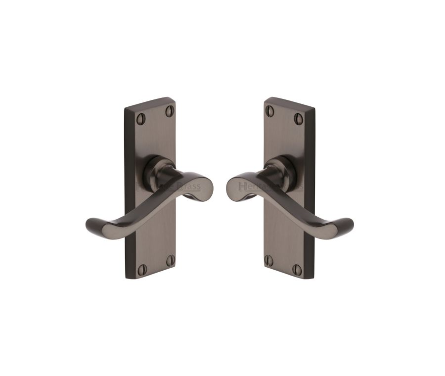Heritage Brass Matt Bronze Bedford Short Door Handle on Plate - Lever Latch
