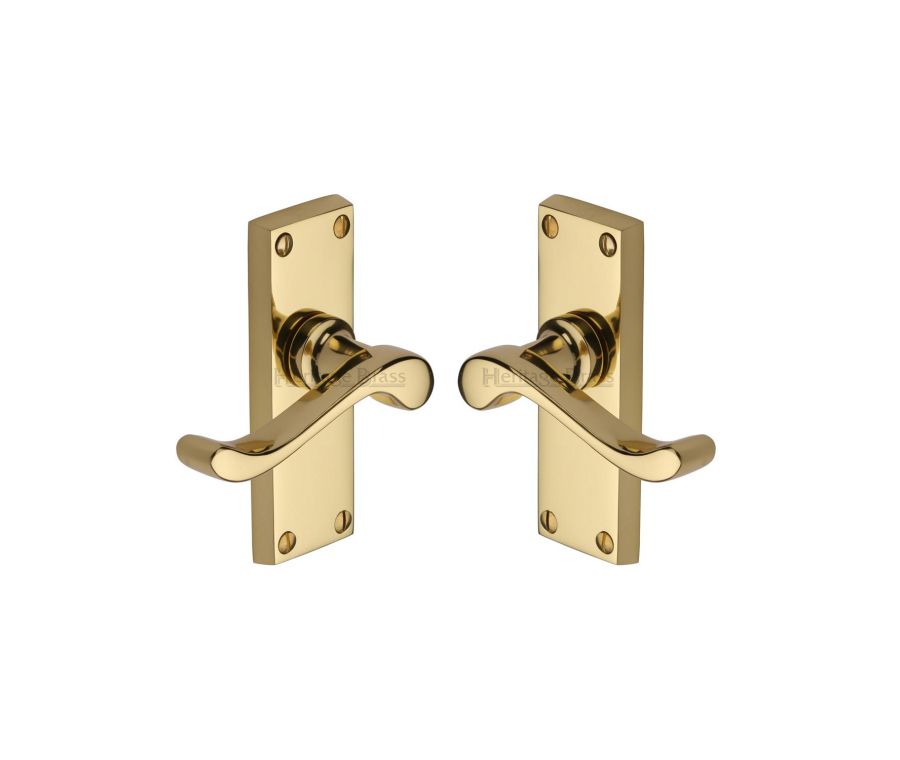 Heritage Brass Polished Brass Bedford Short Door Handle on Plate - Lever Latch