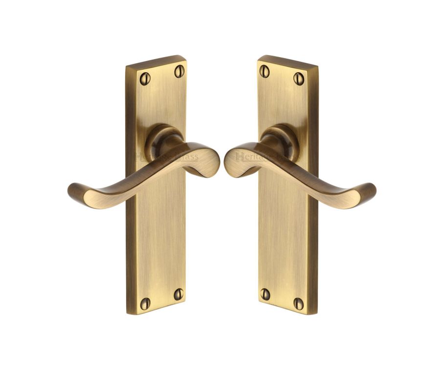 Heritage Brass Antique Brass Bedford Door Handle on Plate - Lever Latch