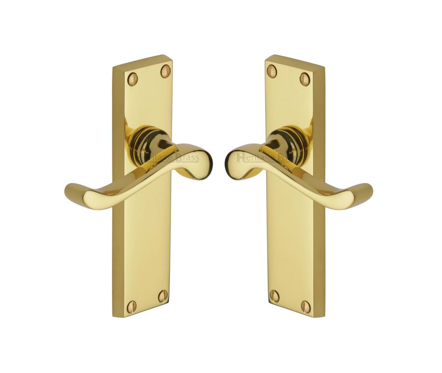 Heritage Brass Polished Brass Bedford Door Handle on Plate - Lever Latch