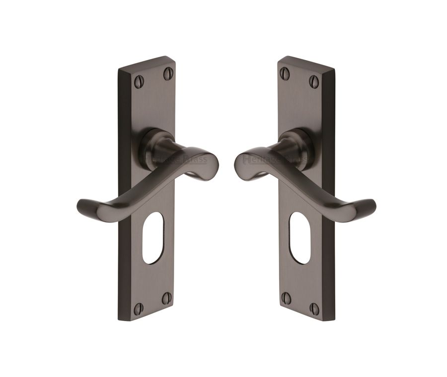 Heritage Brass Matt Bronze Bedford Door Handle on Plate - Oval Profile