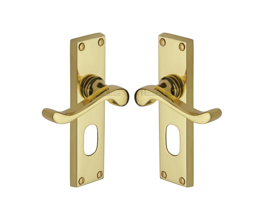 Heritage Brass Polished Brass Bedford Door Handle on Plate - Oval Profile
