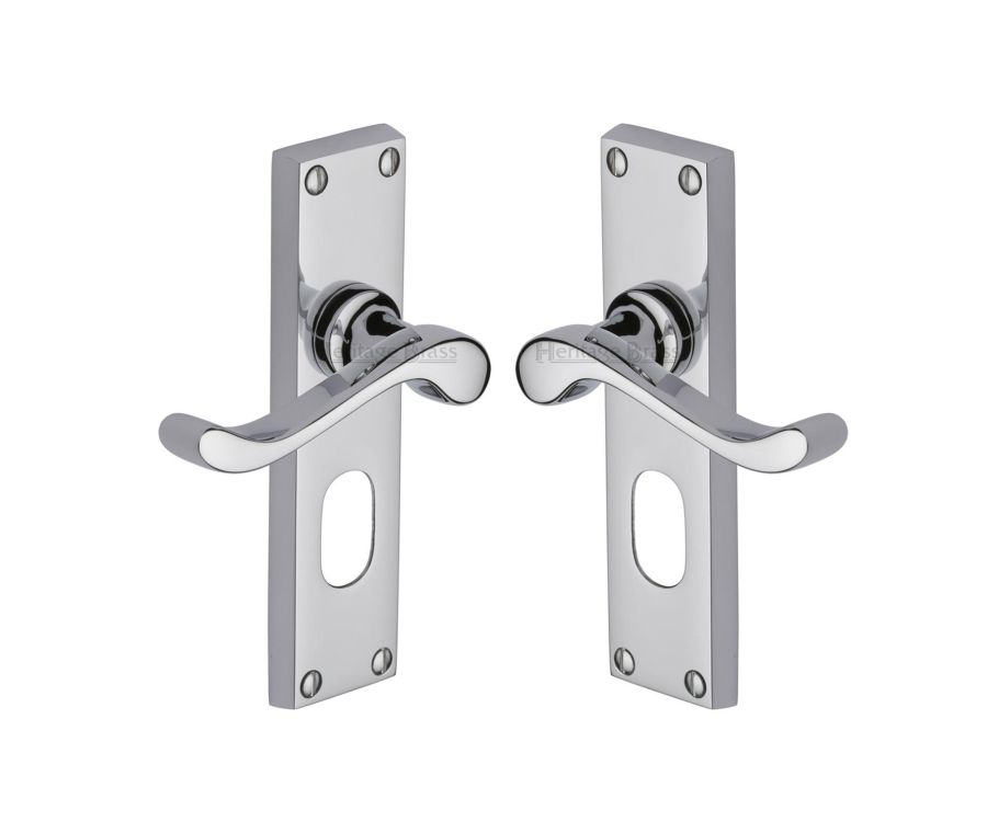 Heritage Brass Polished Chrome Bedford Door Handle on Plate - Oval Profile