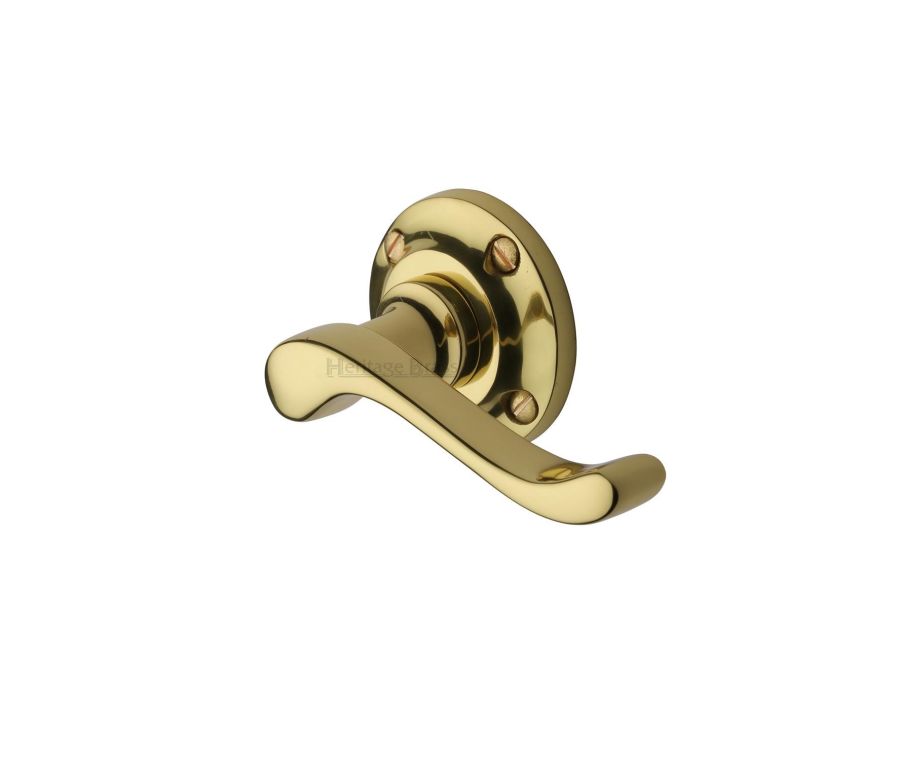 Polished Brass Bedford Door Handle on Round Rose