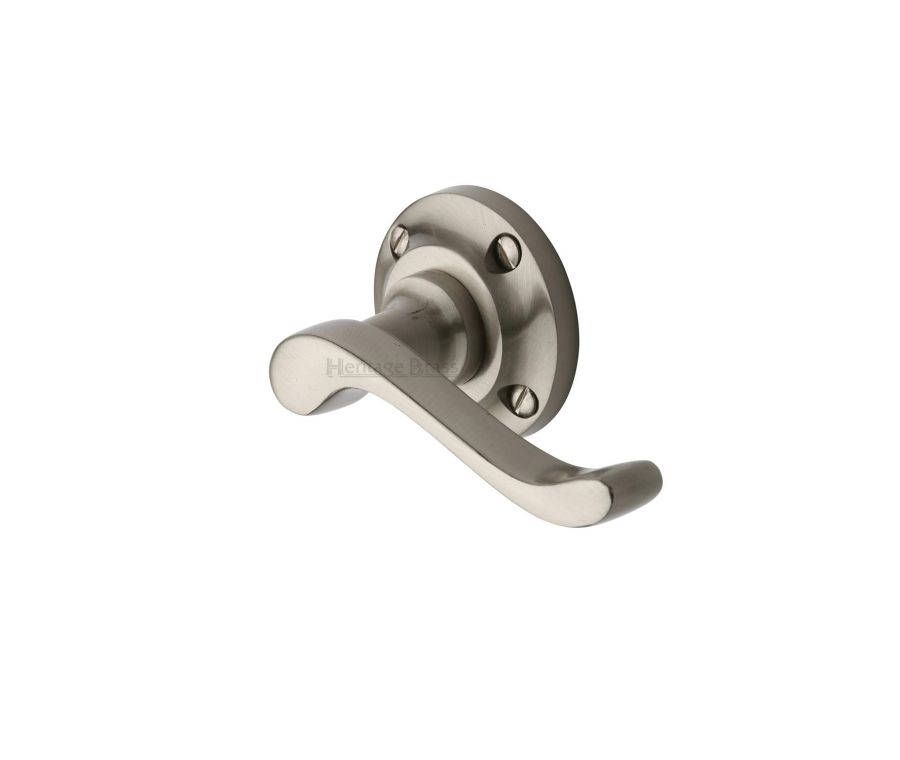 Satin Nickel Bedford Door Handle on Round Rose